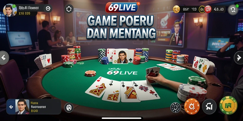 Tampilan gameplay Poker yang menegangkan di 69LIVE.