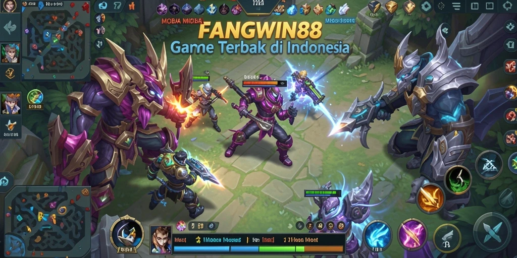 Tampilan gameplay seru dalam FANGWIN88 dengan aksi MOBA.