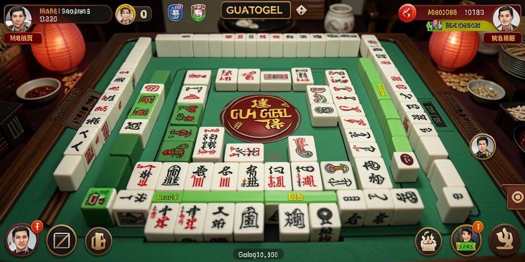 Screenshot GUATOGEL menampilkan gameplay Mahjong yang seru.