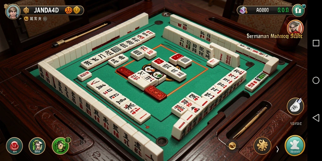 Tampilan gameplay JANDA4D dengan grafis Mahjong yang menarik.