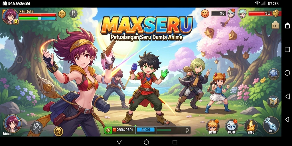 Tampilan gameplay seru dari MAXSERU dengan karakter anime yang ikonik.