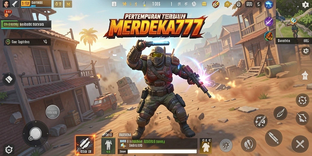 Tampilan gameplay seru dari MERDEKA777 dalam pertempuran Battle Royale.