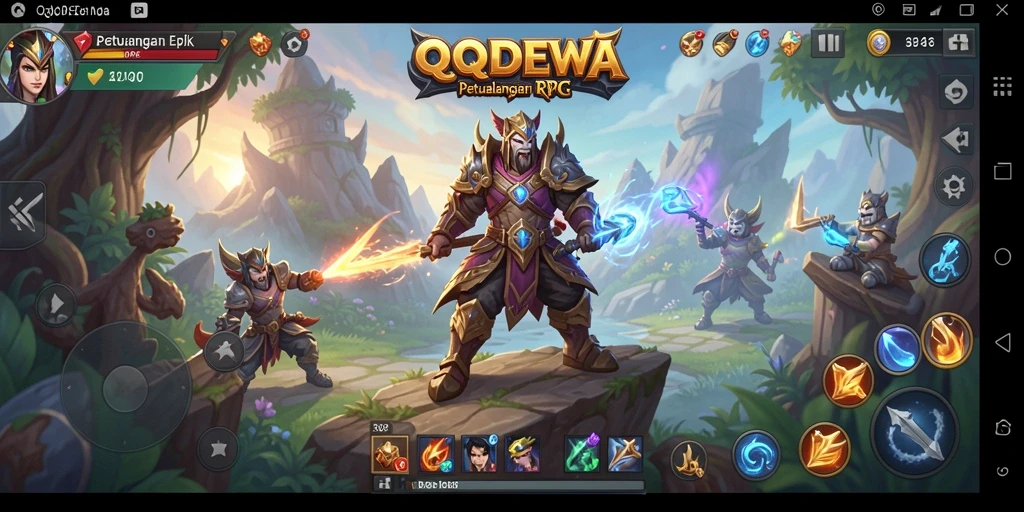 Screenshot menampilkan aksi seru dalam game RPG QQDEWA.