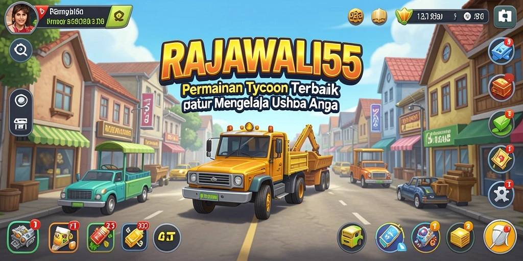 Tampilan gameplay menarik dari RAJAWALI55 yang menunjukkan manajemen usaha.