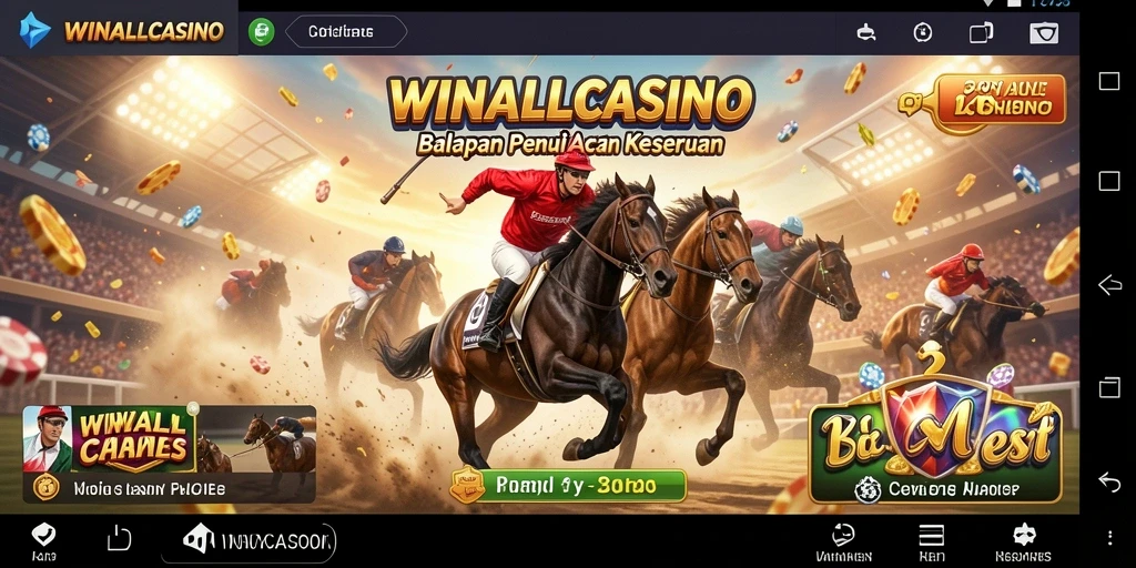 Tampilan gameplay <strong>WINALLCASINO</strong> saat balapan di lintasan penuh aksi.