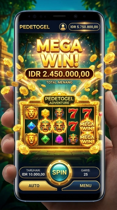 Tampilan utama aplikasi pedetogel dengan akses cepat.